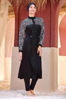 Tesettür giyim SİYAH ALVİNA DESENLİ TESETTÜR MAYO T 1412