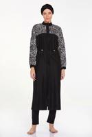 Tesettür giyim SİYAH ALVİNA DESENLİ TESETTÜR MAYO T 1412