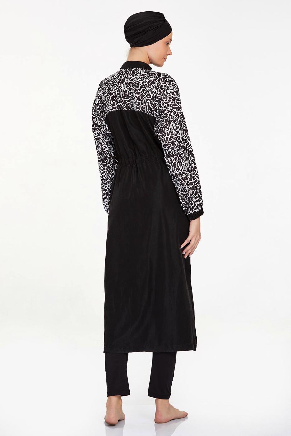Tesettür giyim SİYAH ALVİNA DESENLİ TESETTÜR MAYO T 1412