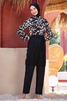 Tesettür giyim SİYAH ALVİNA DESENLİ TESETTÜR MAYO T 1423