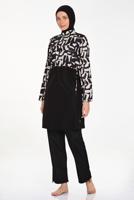 Tesettür giyim SİYAH ALVİNA DESENLİ TESETTÜR MAYO T 1423