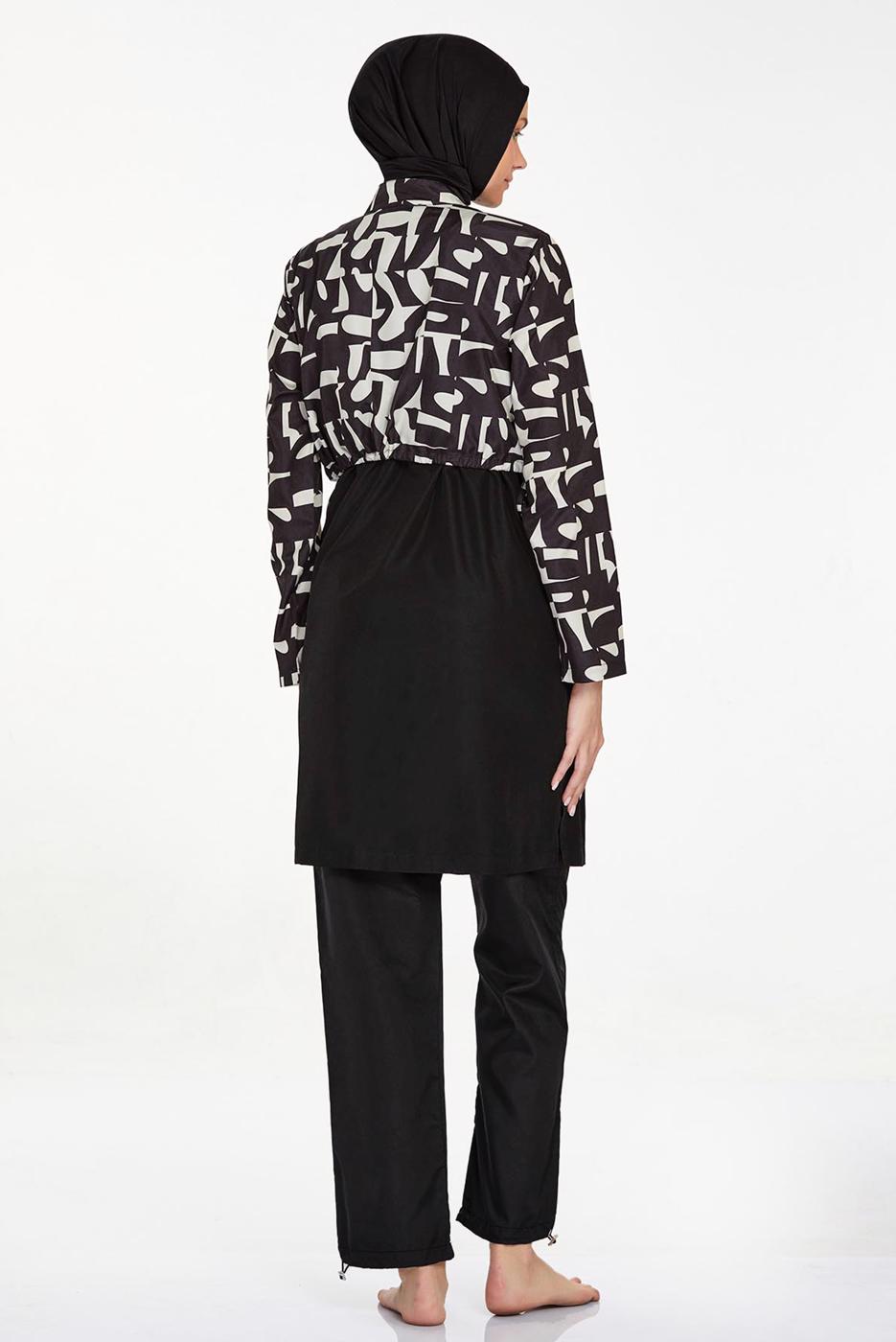 Tesettür giyim SİYAH ALVİNA DESENLİ TESETTÜR MAYO T 1423