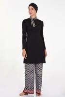 Tesettür giyim SİYAH DESENLİ TESETTÜR MAYO T 4514