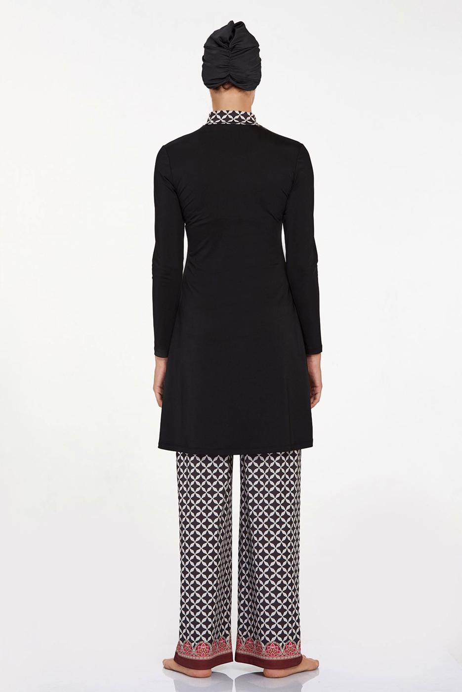 Tesettür giyim SİYAH DESENLİ TESETTÜR MAYO T 4514