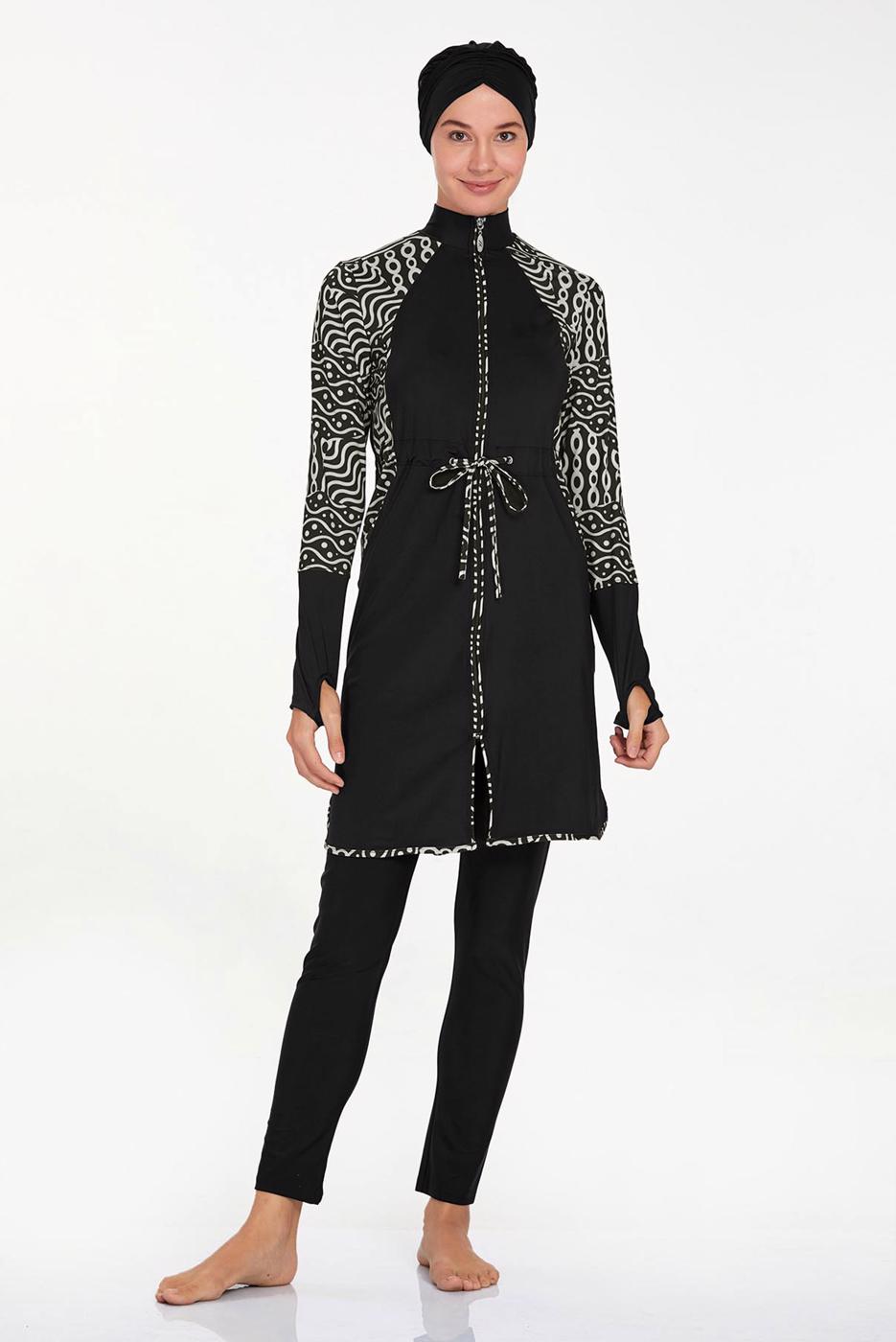 Vêtements hijab NOIR MAILLOT DE BAIN HIJAB À MOTIFS ALVINA T 4541