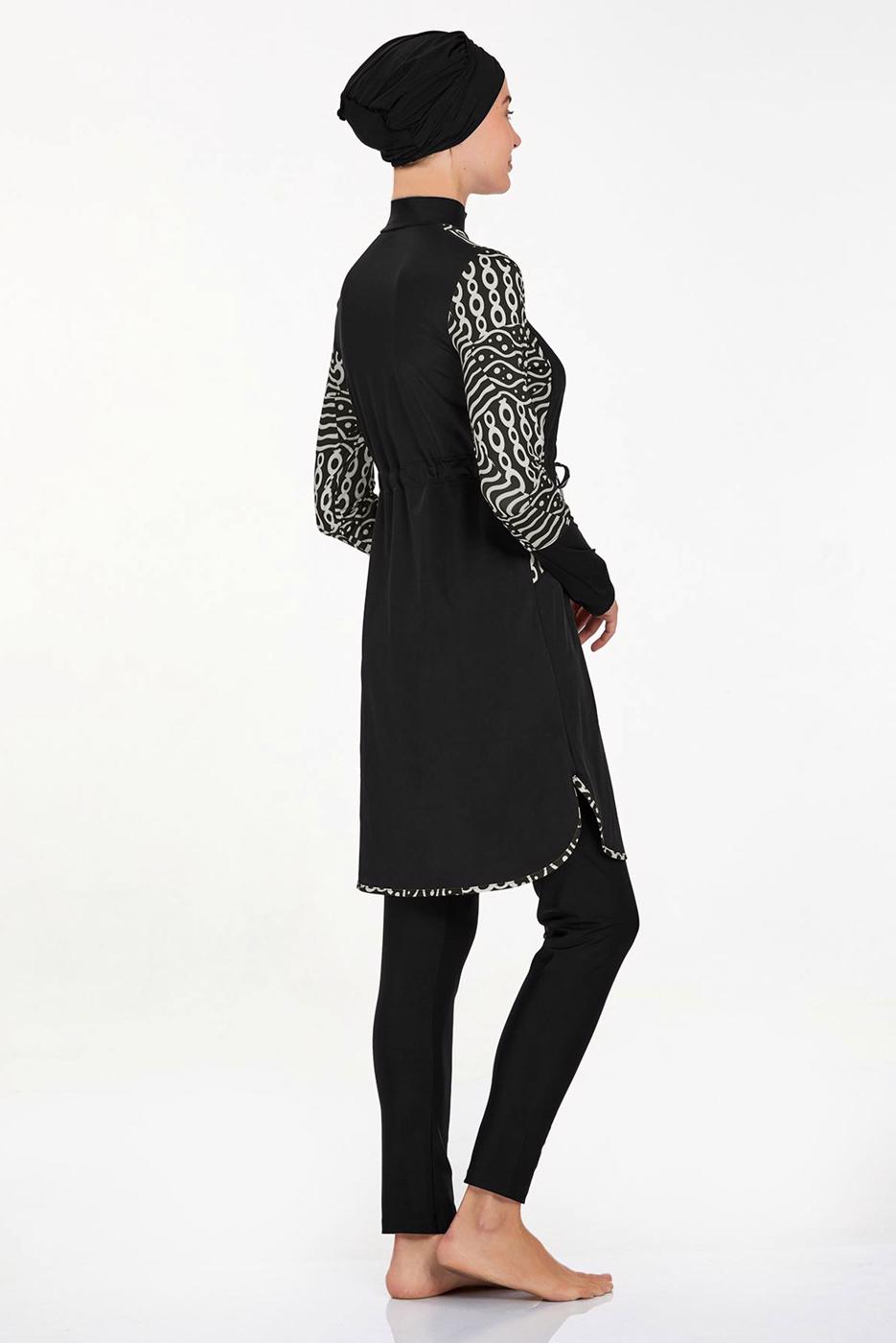 Vêtements hijab NOIR MAILLOT DE BAIN HIJAB À MOTIFS ALVINA T 4541