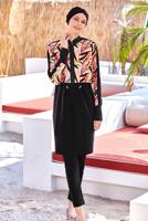 Tesettür giyim SİYAH ALVİNA DESENLİ TESETTÜR MAYO T 4572