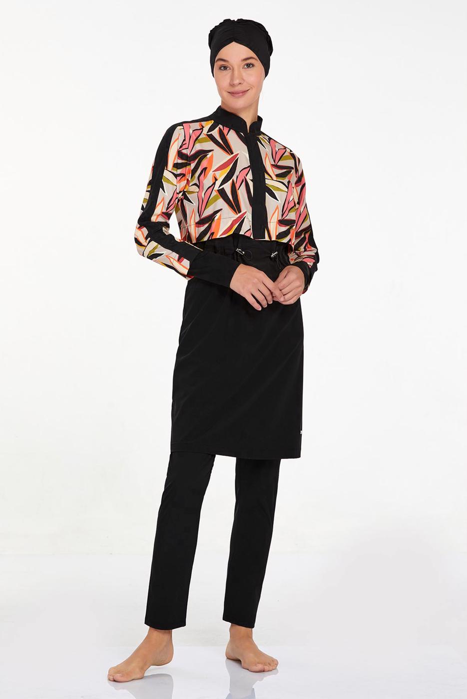 Tesettür giyim SİYAH ALVİNA DESENLİ TESETTÜR MAYO T 4572