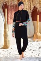 Tesettür giyim SİYAH KOLU DESENLİ TESETTÜR MAYO T 4576