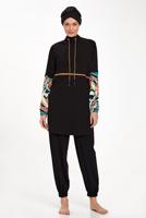 Tesettür giyim SİYAH KOLU DESENLİ TESETTÜR MAYO T 4576