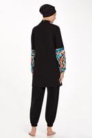 Tesettür giyim SİYAH KOLU DESENLİ TESETTÜR MAYO T 4576