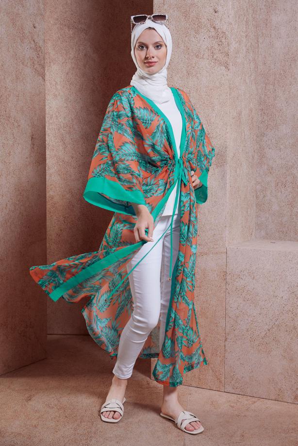 Tesettür giyim  YARASA KOL DESENLİ PAREO T 6124 - TRENDTESETTÜR