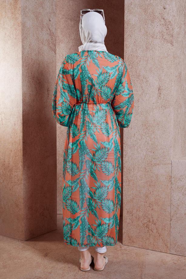 Tesettür giyim  YARASA KOL DESENLİ PAREO T 6124 - TRENDTESETTÜR