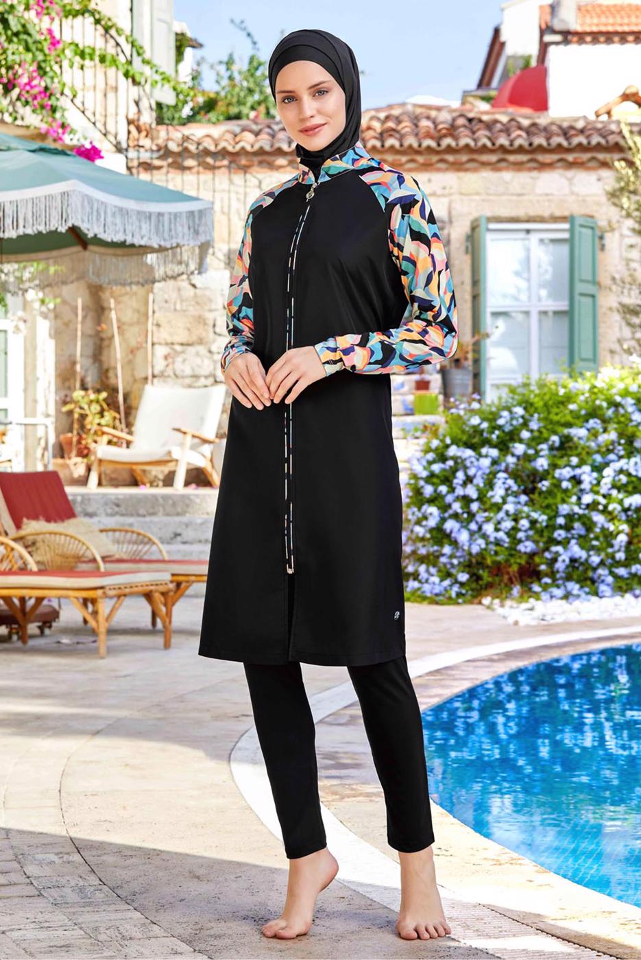 Tesettür giyim SİYAH FERMUARLI TESETTÜR MAYO T 8266