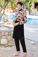 Tesettür giyim SİYAH ALVİNA DESENLİ TESETTÜR MAYO T 8283