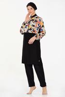 Tesettür giyim SİYAH ALVİNA DESENLİ TESETTÜR MAYO T 8283