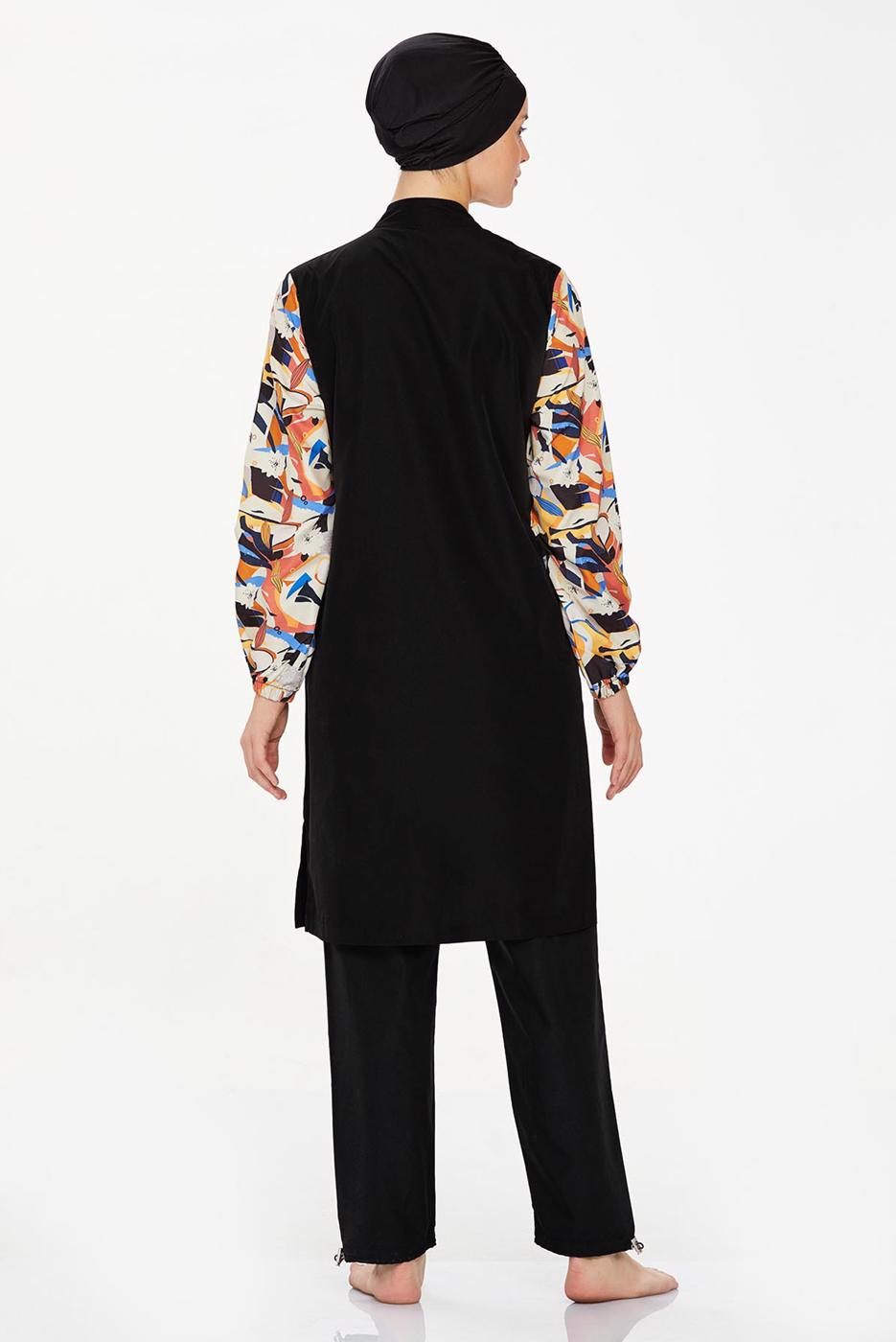 Tesettür giyim SİYAH ALVİNA DESENLİ TESETTÜR MAYO T 8283