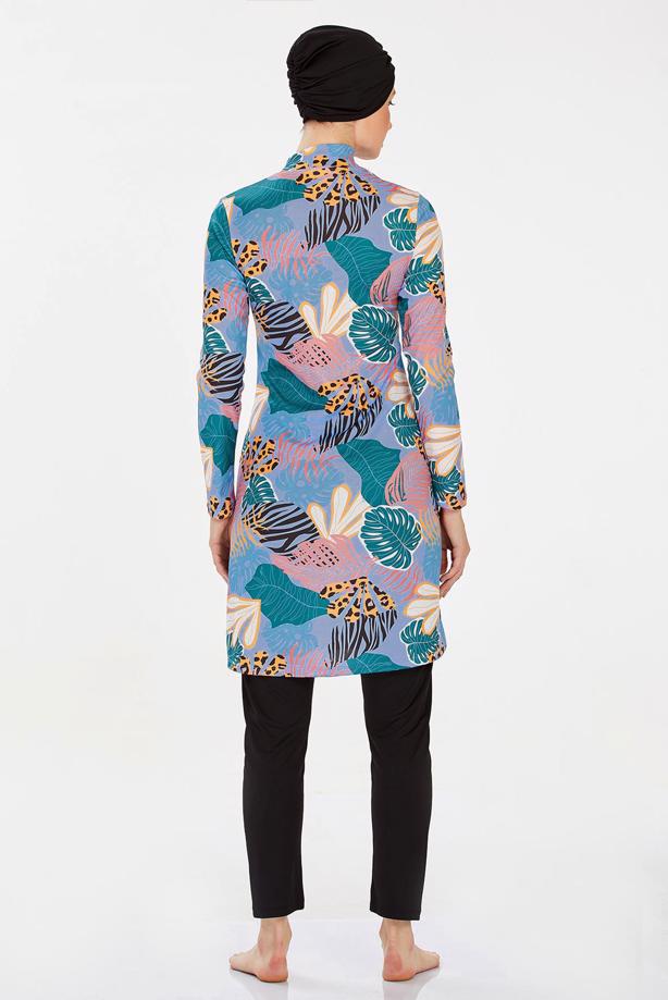 Vêtements hijab NOIR MAILLOT DE BAIN HIJAB À MOTIFS T 9202 - TRENDTESETTÜR