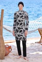 Hijab clothing BLACK PATTERNED HIJAB SWIMSUIT T 9206