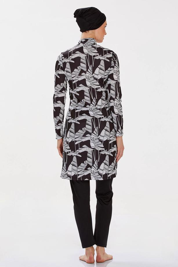 Vêtements hijab NOIR MAILLOT DE BAIN HIJAB À MOTIFS T 9206 - TRENDTESETTÜR
