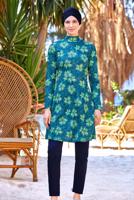 Hijab clothing NAVY BLUE PATTERNED HIJAB SWIMSUIT T 9221