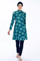 Hijab clothing NAVY BLUE PATTERNED HIJAB SWIMSUIT T 9221
