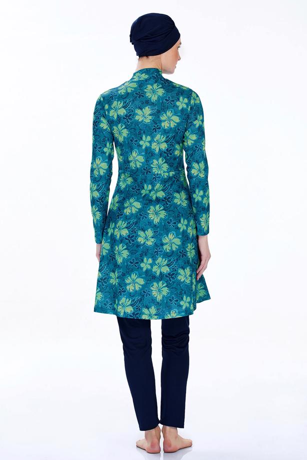Vêtements hijab BLEU MARINE MAILLOT DE BAIN HIJAB À MOTIFS T 9221 - TRENDTESETTÜR