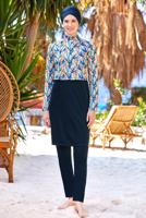 Hijab clothing NAVY BLUE PATTERNED HIJAB SWIMSUIT T 9235