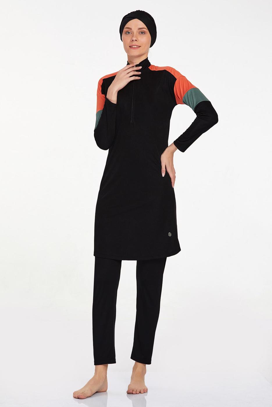 Tesettür giyim SİYAH ALVİNA FERMUARLI TESETTÜR MAYO T 9241