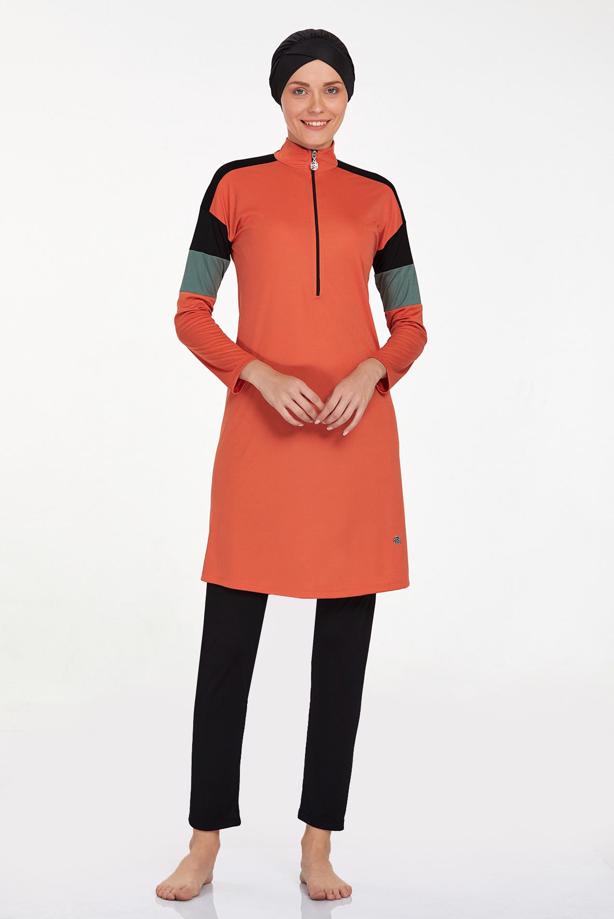 Vêtements hijab BRUN MAILLOT DE BAIN HIJAB ZIPPÉ ALVINA T 9241 - TRENDTESETTÜR