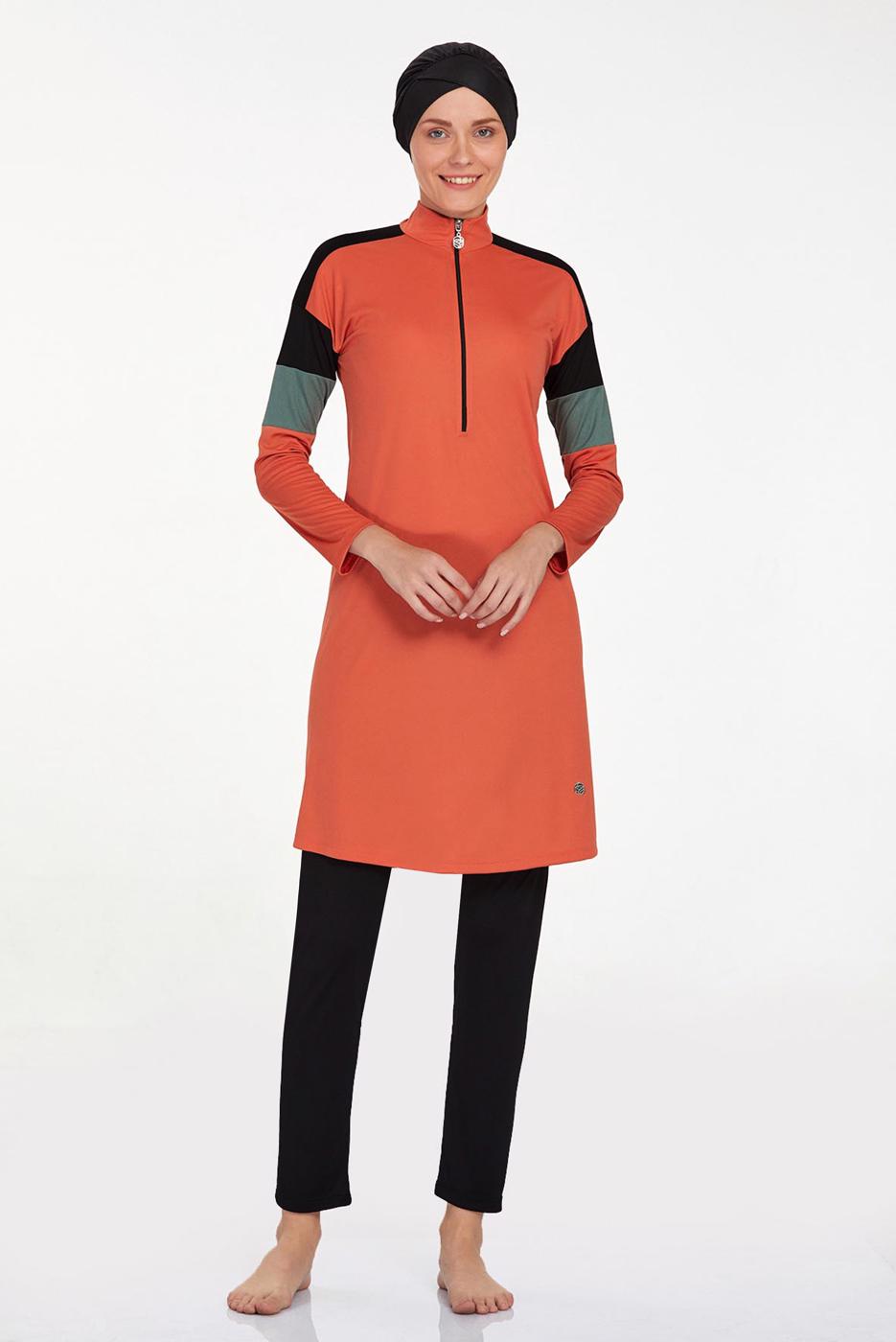 Hijab clothing BROWN ALVINA ZIPPERED HIJAB SWIMSUIT T 9241