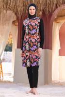 Tesettür giyim SİYAH DESENLİ TESETTÜR MAYO T 9251