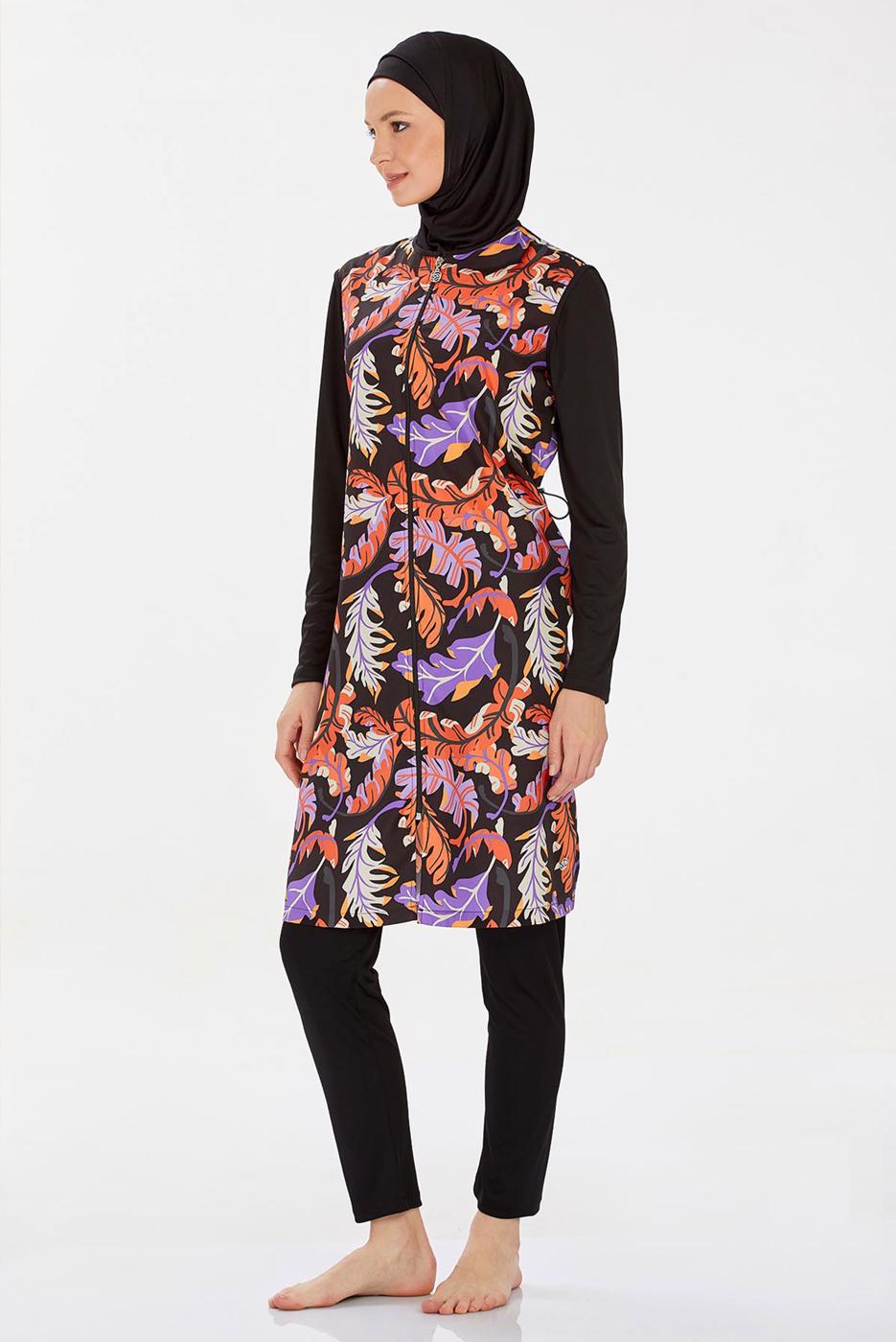 Tesettür giyim SİYAH DESENLİ TESETTÜR MAYO T 9251