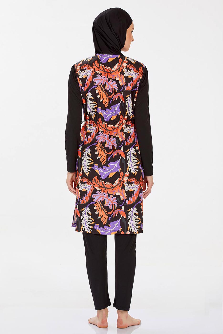 Tesettür giyim SİYAH DESENLİ TESETTÜR MAYO T 9251
