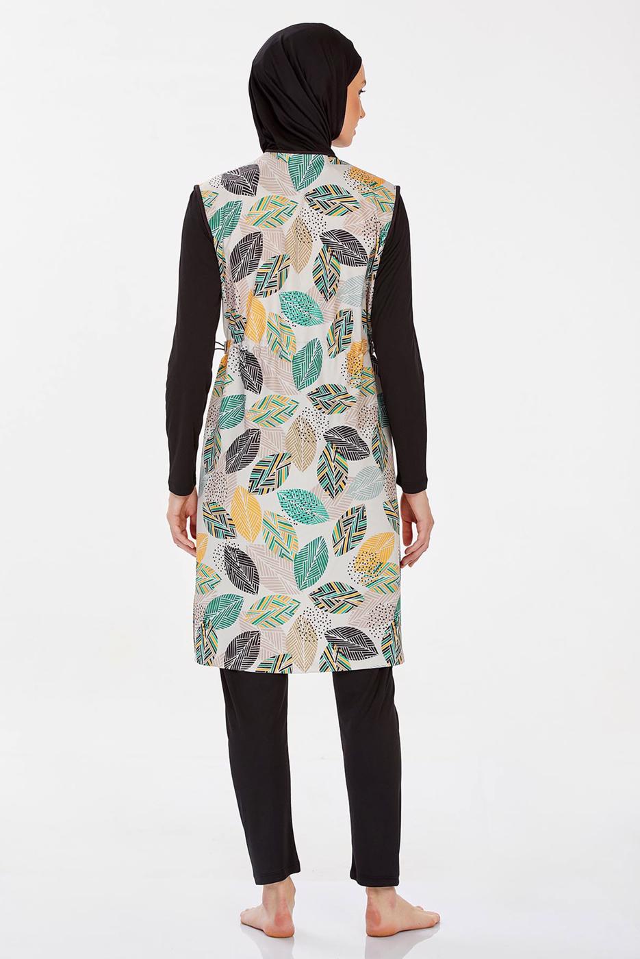 Tesettür giyim SİYAH DESENLİ TESETTÜR MAYO T 9255