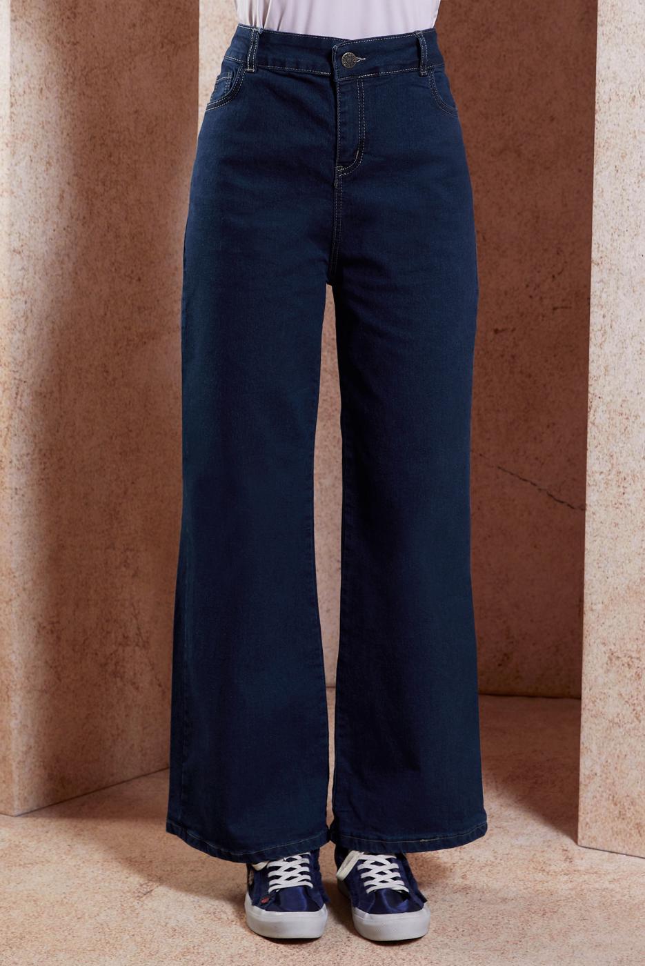 Vêtements hijab BLEU MARINE PANTALON LARGE EN JEAN T 1505