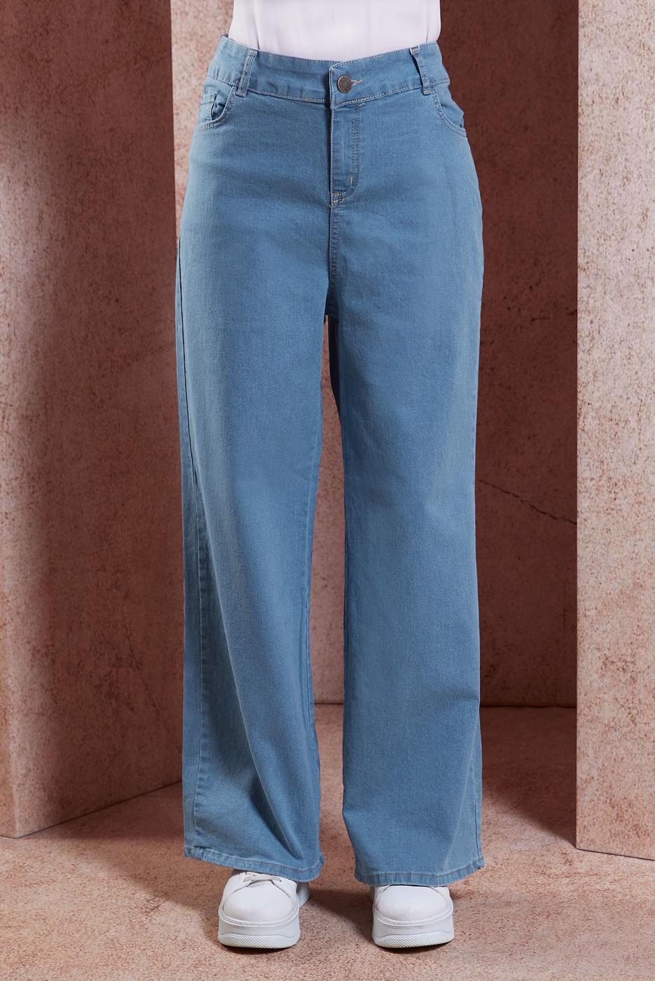 Vêtements hijab BLEU PANTALON LARGE EN JEAN T 1505