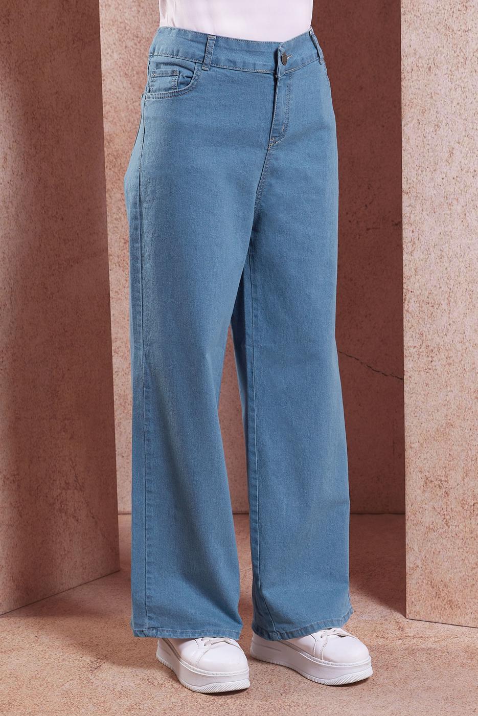 Vêtements hijab BLEU PANTALON LARGE EN JEAN T 1505
