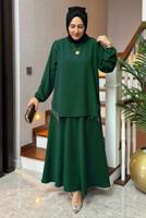 Vêtements hijab VERT COSTUME À JUPE À FRANGES T 1203