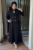 Vêtements hijab NOIR COSTUME À JUPE DOUBLE BOUTONNAGE T 1252
