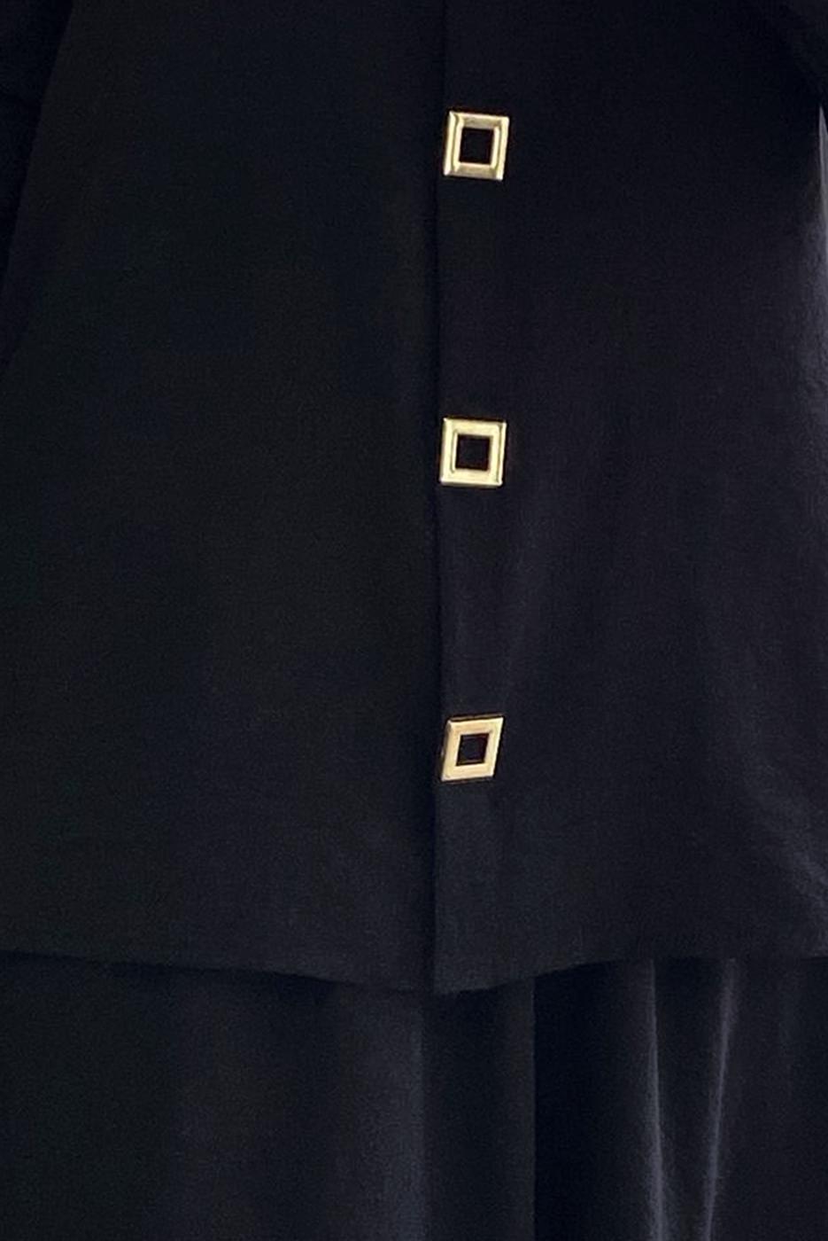 Tesettür giyim SİYAH BELİ LASTİKLİ ETEKLİ TAKIM T 1907