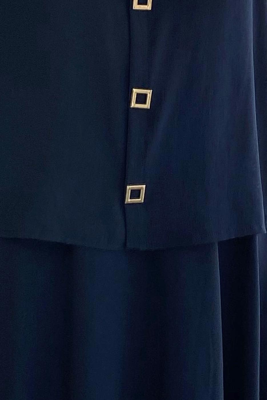 Tesettür giyim LACİVERT BELİ LASTİKLİ ETEKLİ TAKIM T 1907