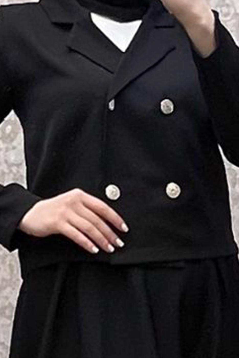 Tesettür giyim SİYAH CEKETLİ ETEKLİ TAKIM T 7806