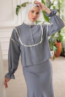 Vêtements hijab GRIS COSTUME JUPE DÉTAIL DENTELLE T 8702