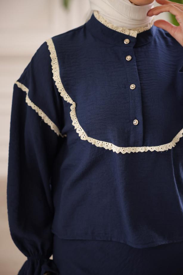 Vêtements hijab  LACE DETAIL SKIRTED SUIT T 8702 - TRENDTESETTÜR