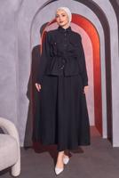 Hijab clothing BLACK TIED WAIST SKIRTED SUIT T 9514