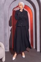 Hijab clothing BLACK TIED WAIST SKIRTED SUIT T 9514