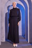 Vêtements hijab NOIR COSTUME À JUPE COL CHEMISE T 9714