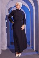 Vêtements hijab NOIR COSTUME À JUPE COL CHEMISE T 9714