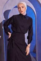 Vêtements hijab NOIR COSTUME À JUPE COL CHEMISE T 9714